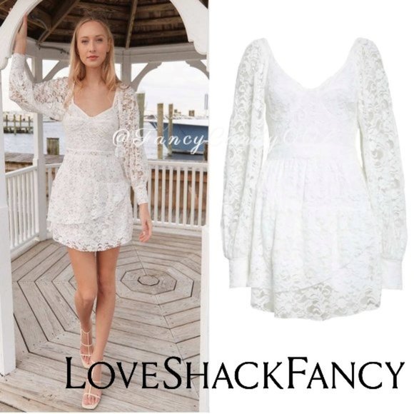 🎀Final Price🎀 LoveShackFancy Alela Embroidered Lace Mini Dress, Size 8 White - Picture 1 of 16